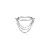 Tripla 9k solid white gold triple chain hinged single segment earring