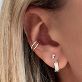 Anelli 9k solid white gold double band hinged segment single earring for conch