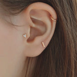 Cleo 14k solid yellow gold Pave Triangle flat back labret stud earring