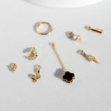 Onice single 14k solid yellow gold hanging Onyx clover charm