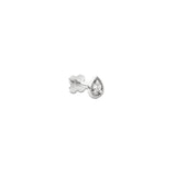 Larme 9k solid white gold milgrain teardrop shape internally threaded crystal labret stud earring