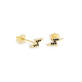 Baleno black and gold lightning bolt stud earring