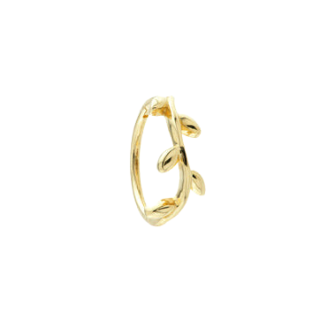 Vides 9k large solid yellow gold vine hinged segment single earring for conch - Helix & Conch