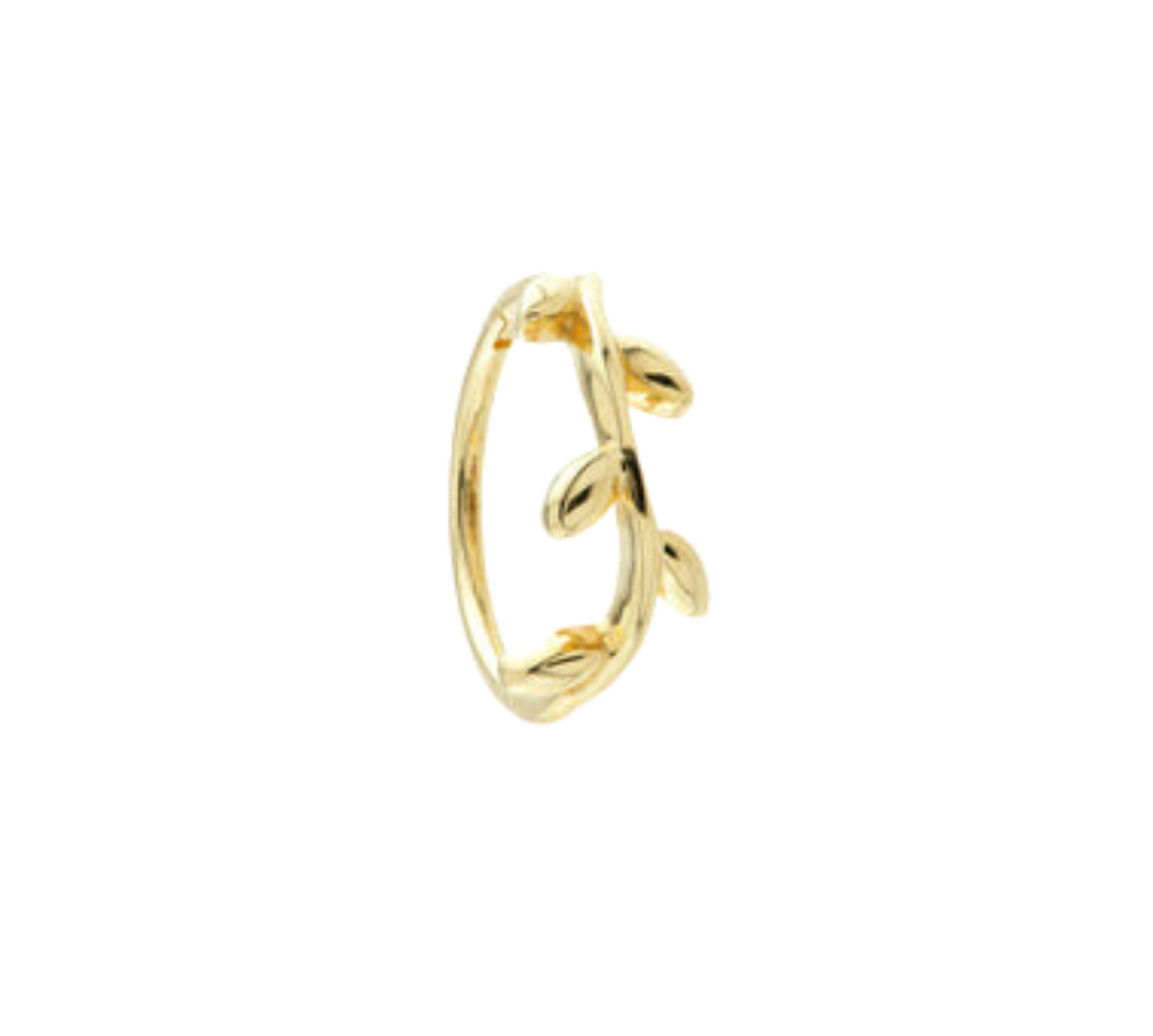 Vides 9k large solid yellow gold vine hinged segment single earring for conch - Helix & Conch