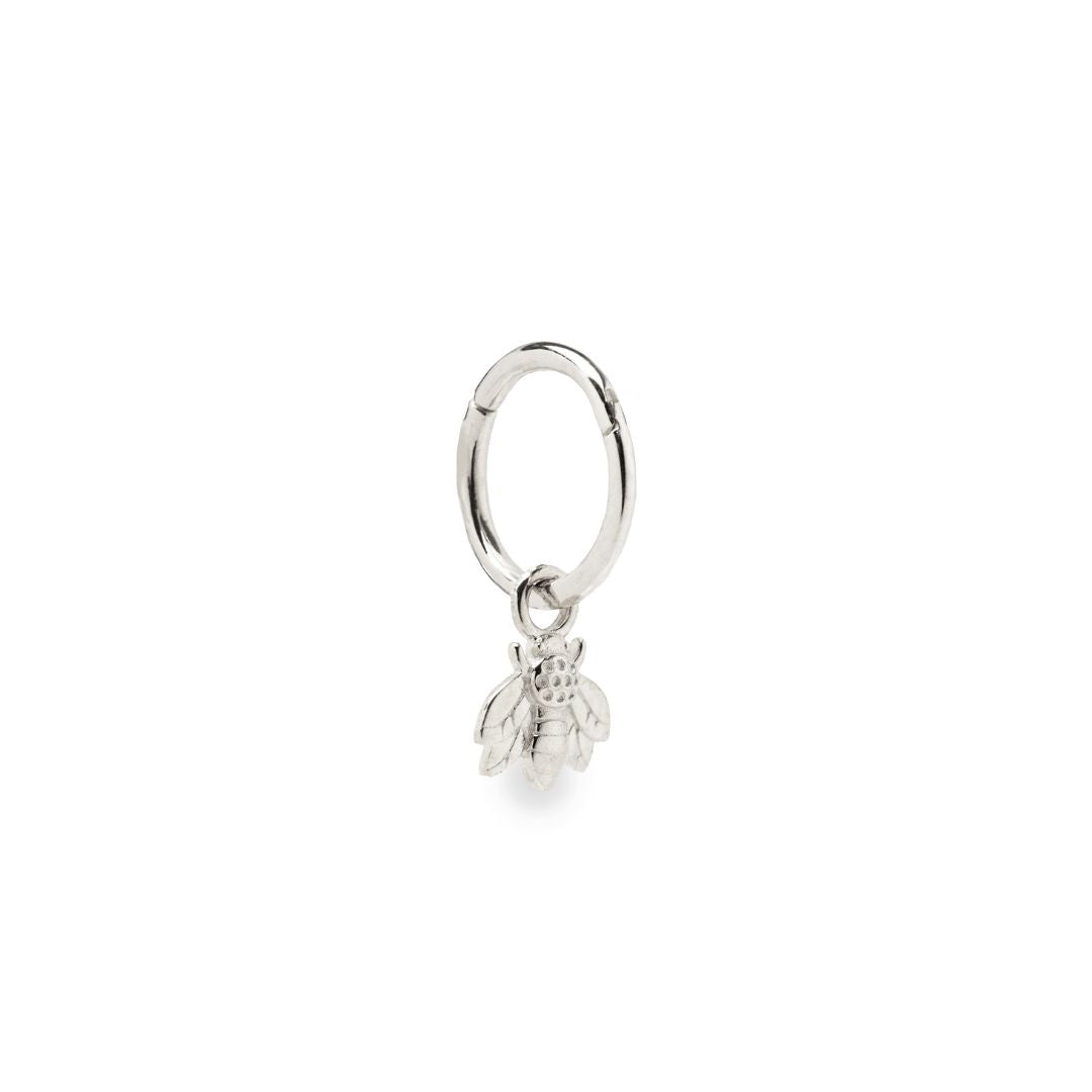 Abeille 9k solid white gold bee charm for hinged segment earring - Helix & Conch