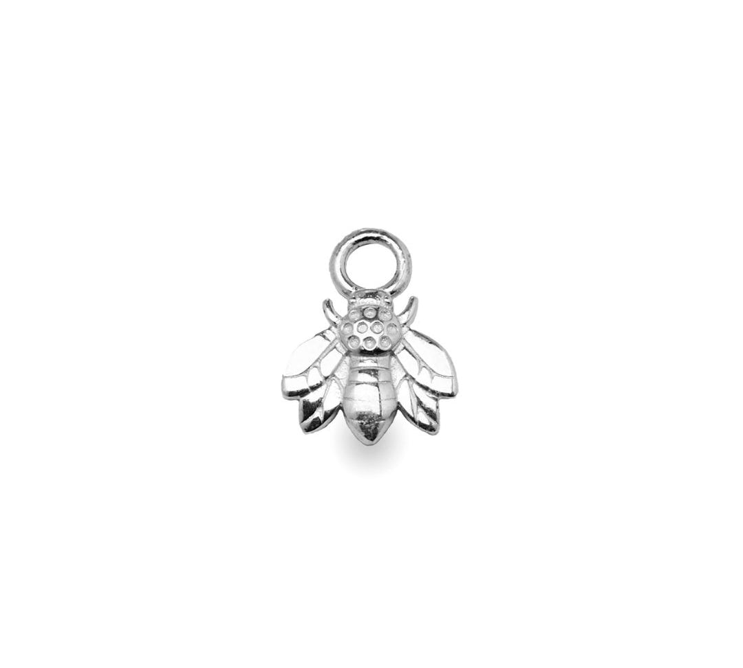 Abeille 9k solid white gold bee charm for hinged segment earring - Helix & Conch