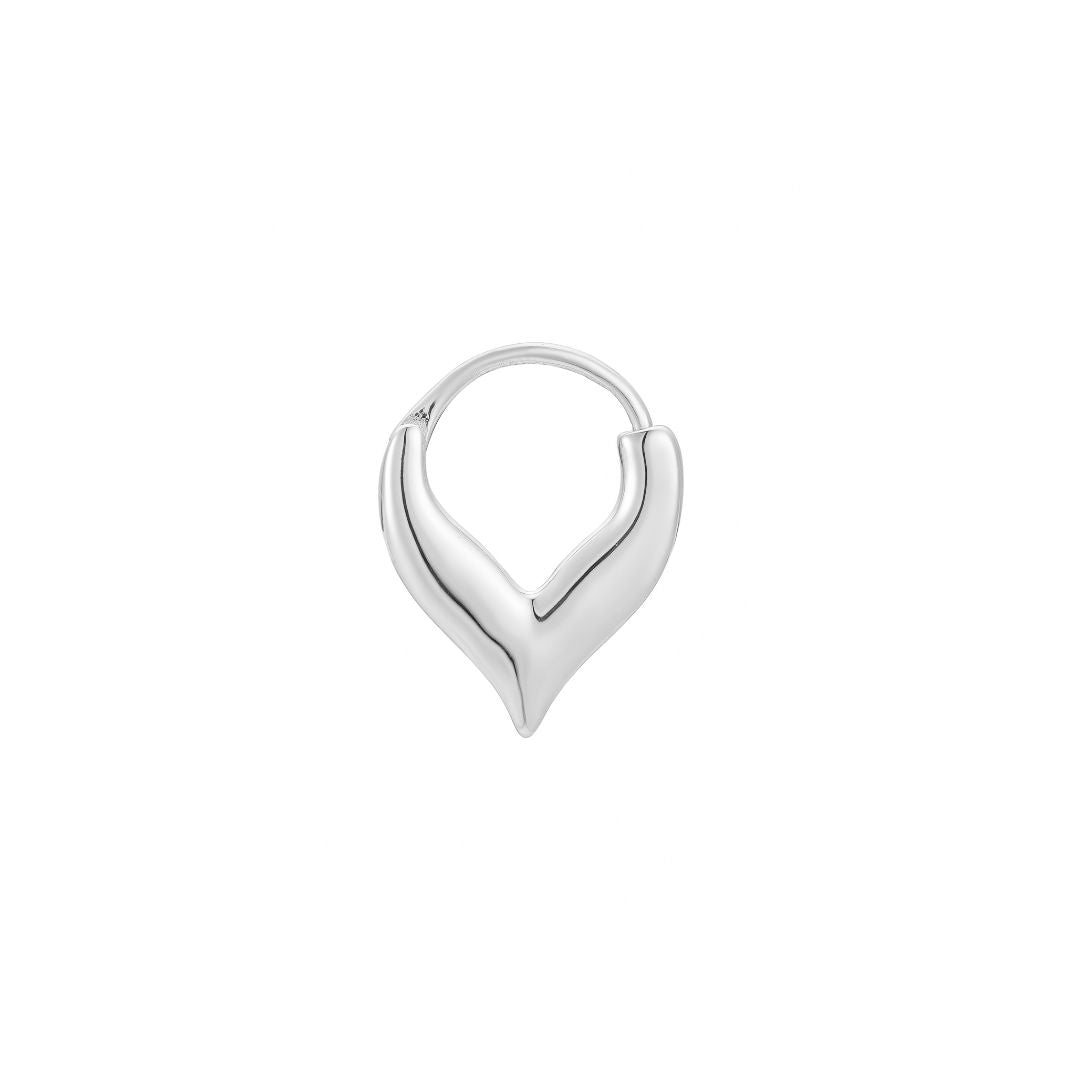 Forcella white gold plated wishbone hoop earring - Helix & Conch