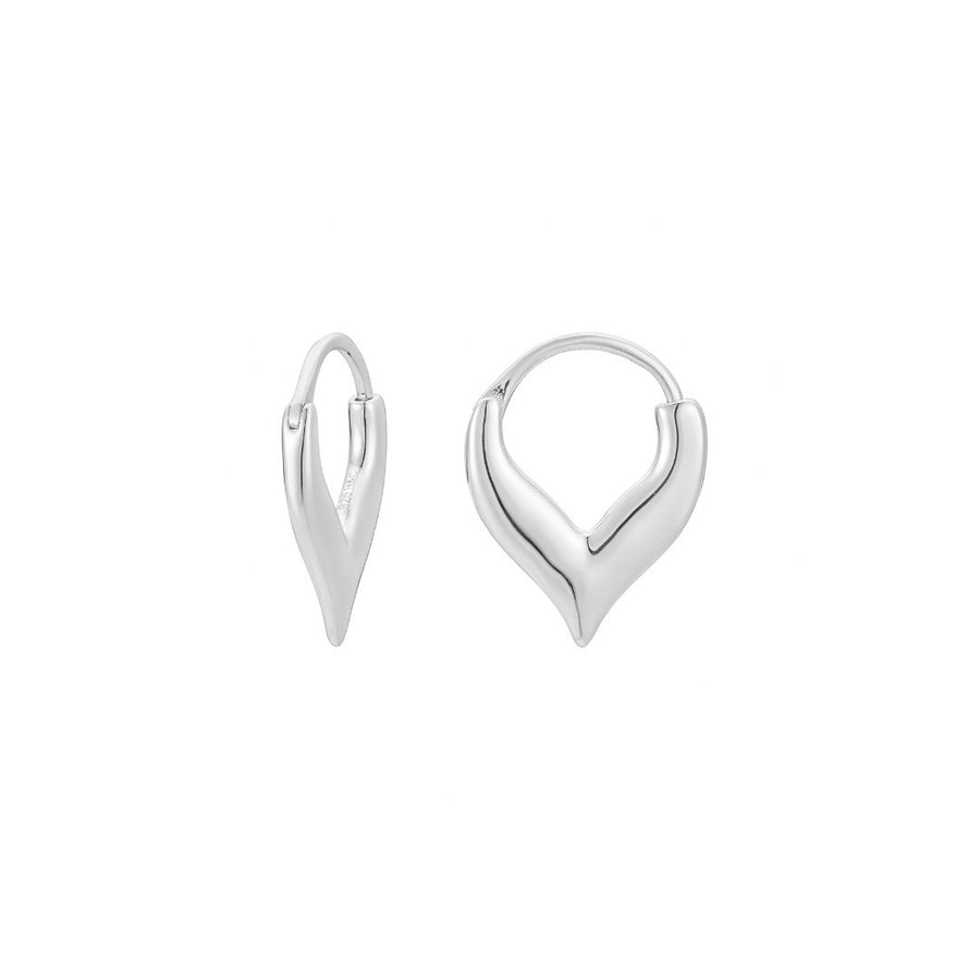 Forcella white gold plated wishbone hoop earring