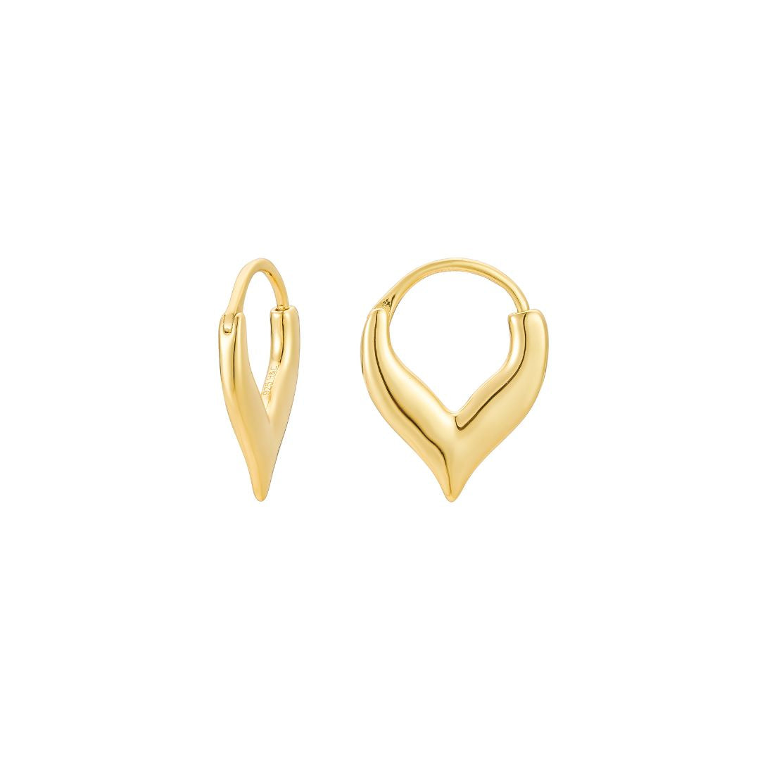 Forcella yellow gold plated wishbone hoop earring - Helix & Conch