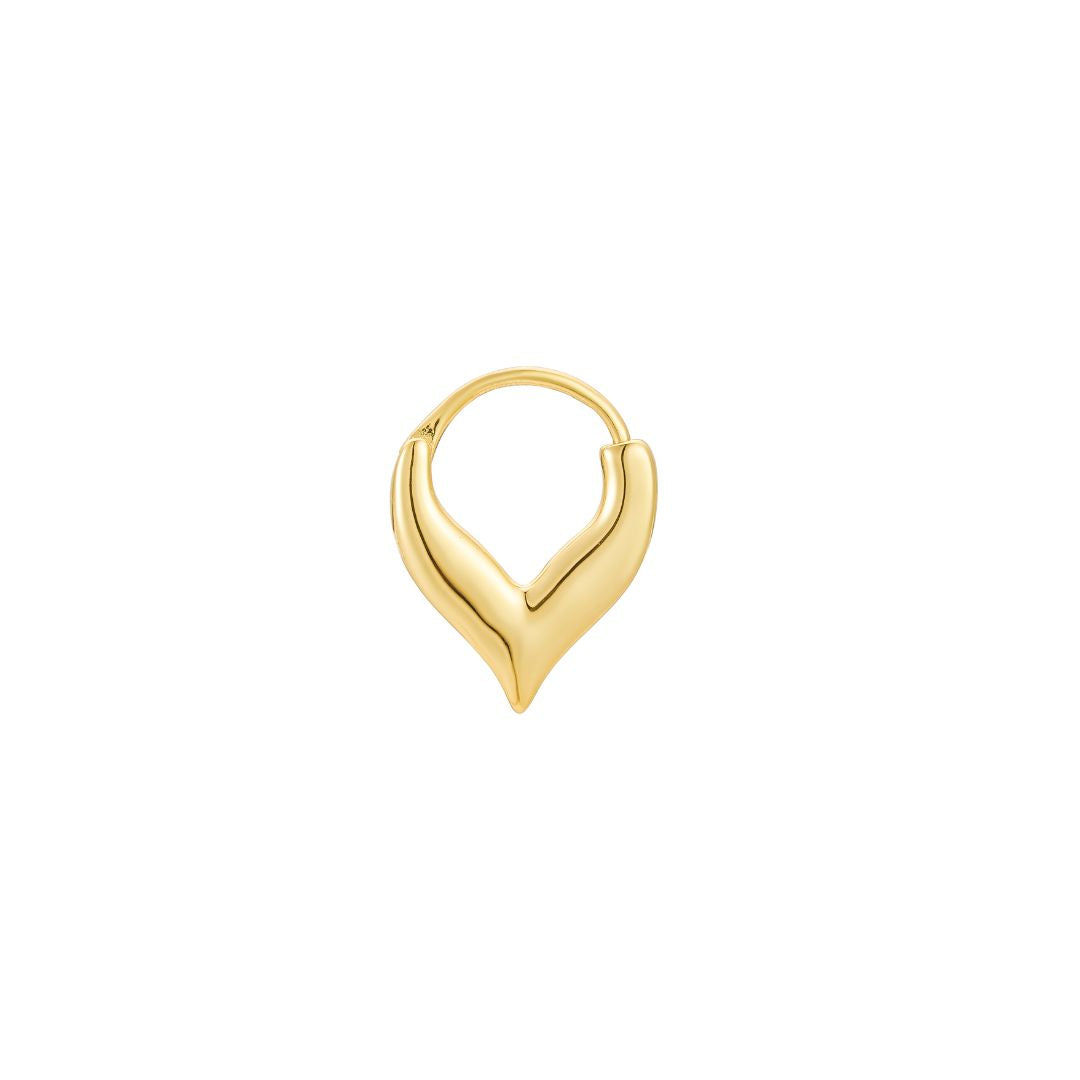 Forcella yellow gold plated wishbone hoop earring - Helix & Conch