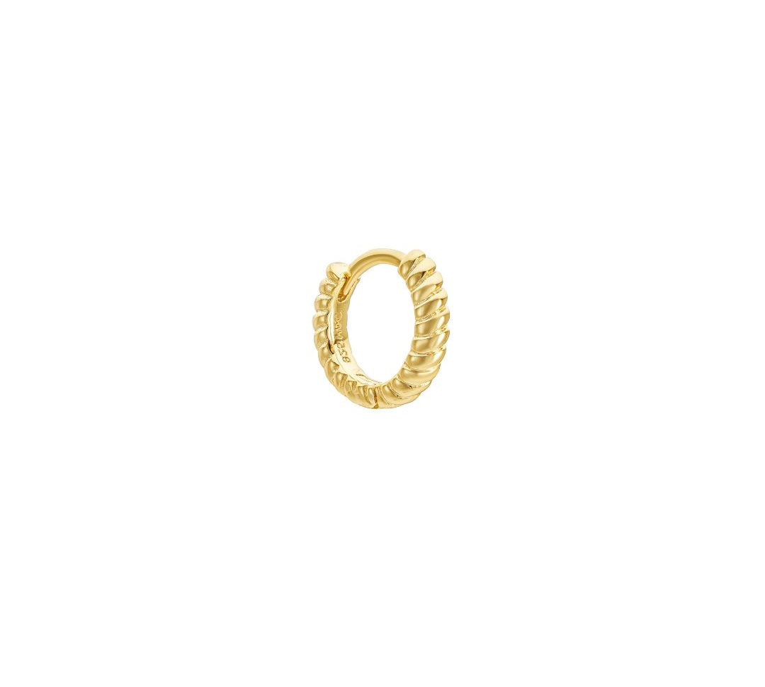 Corda yellow gold plated huggie hoop earring - Helix & Conch