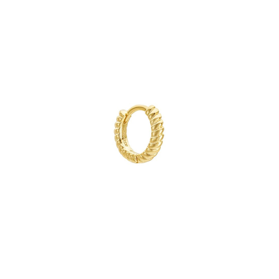 Corda yellow gold plated huggie hoop earring