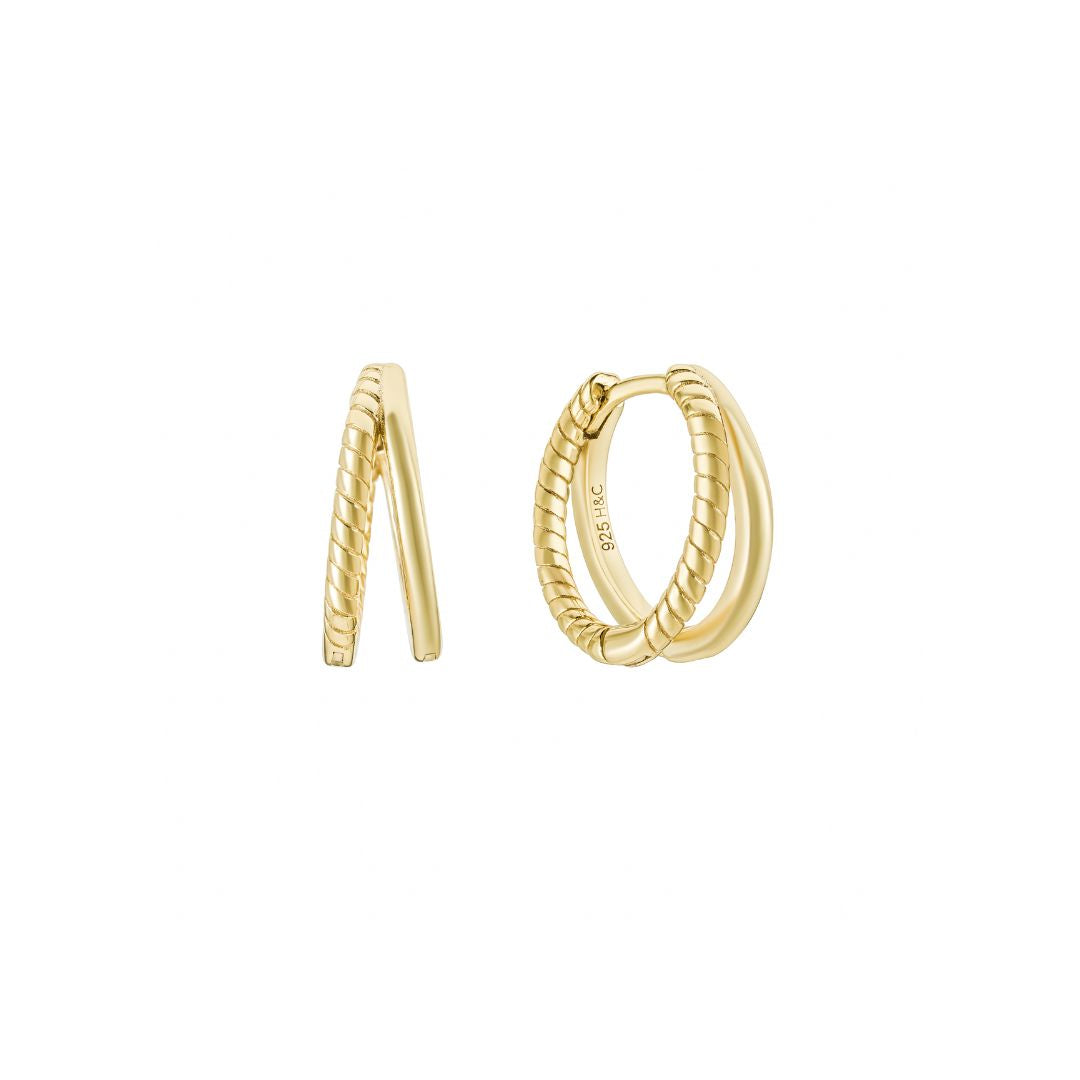 Melliza yellow gold plated large hoop earring - Helix & Conch