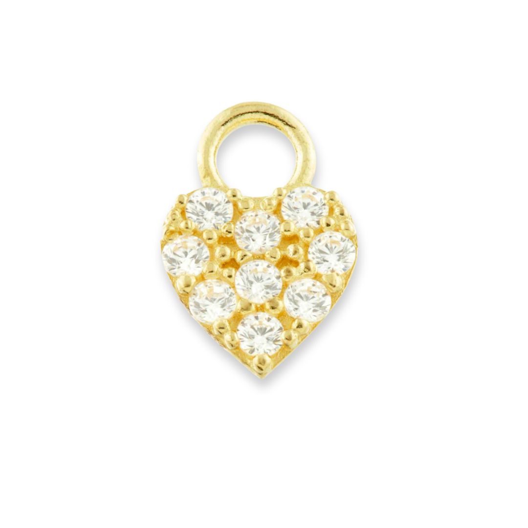Amie single 9k solid yellow jewelled heart charm - Helix & Conch