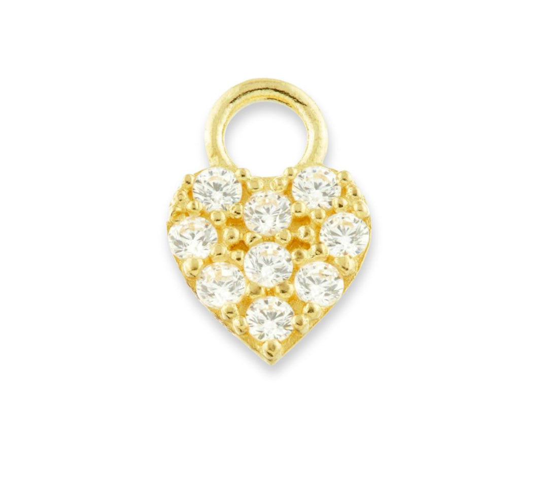 Amie single 9k solid yellow jewelled heart charm - Helix & Conch