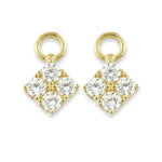 Carreau single 9k solid yellow jewelled diamond shape charm - Helix & Conch