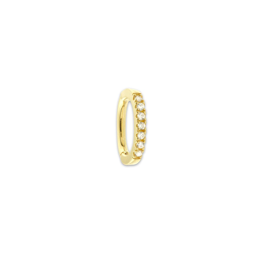 Eliptica 9k solid yellow gold pavé oblong rook earring - Helix & Conch