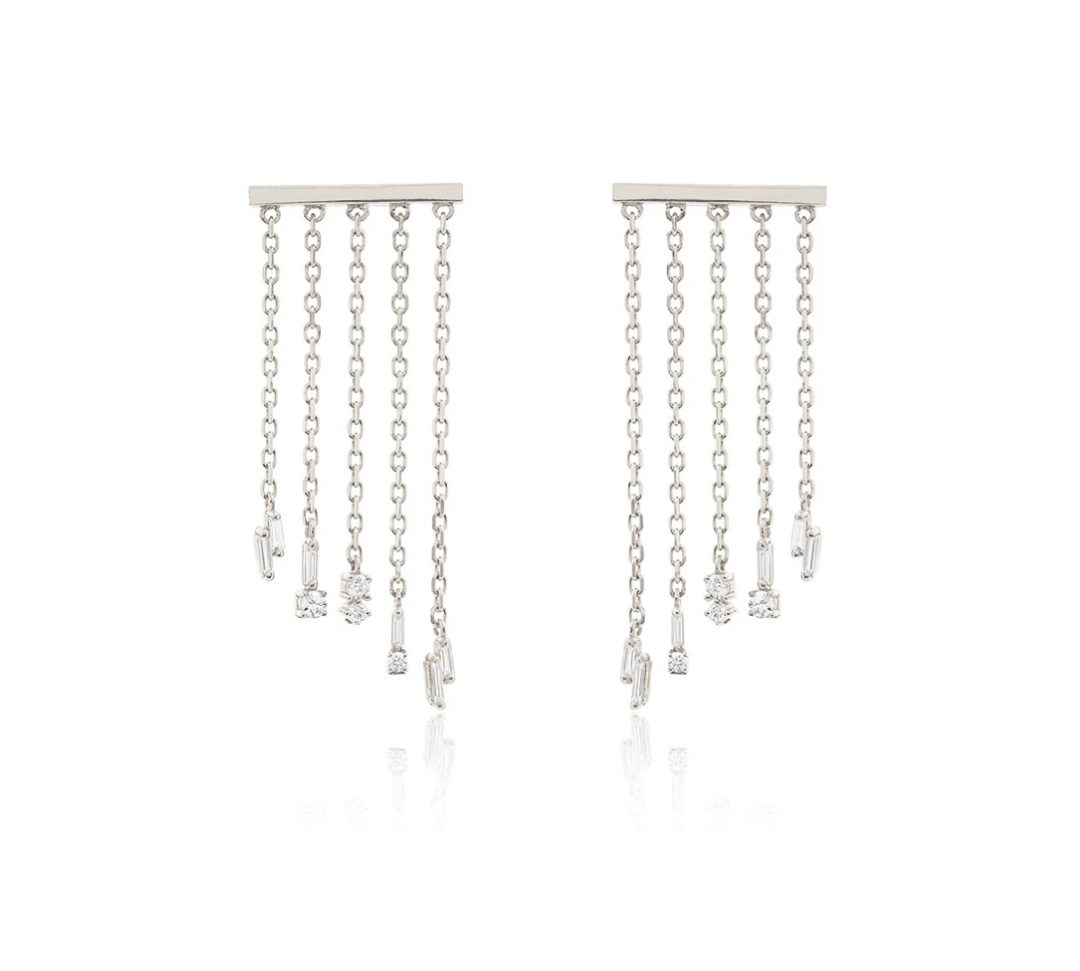 Cascade white gold crystal chandelier stud climber - Helix & Conch