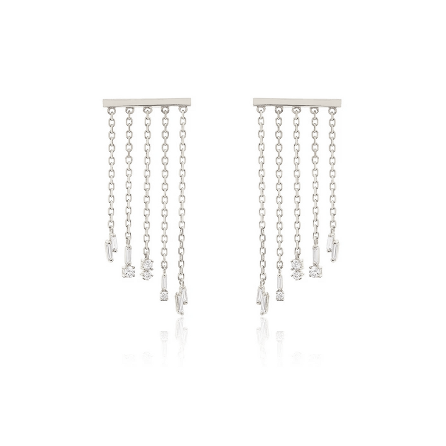 Cascade white gold crystal chandelier stud climber