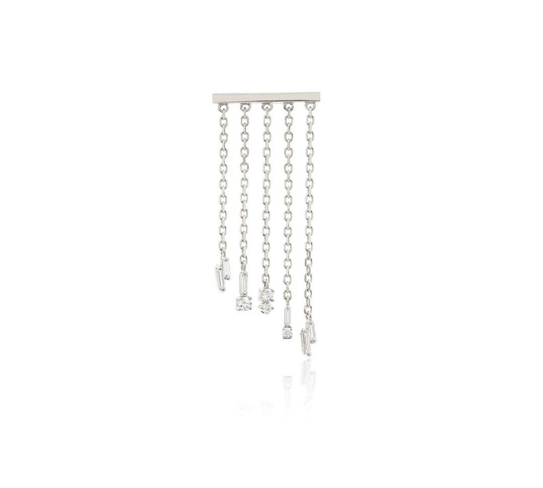 Cascade white gold crystal chandelier stud climber - Helix & Conch