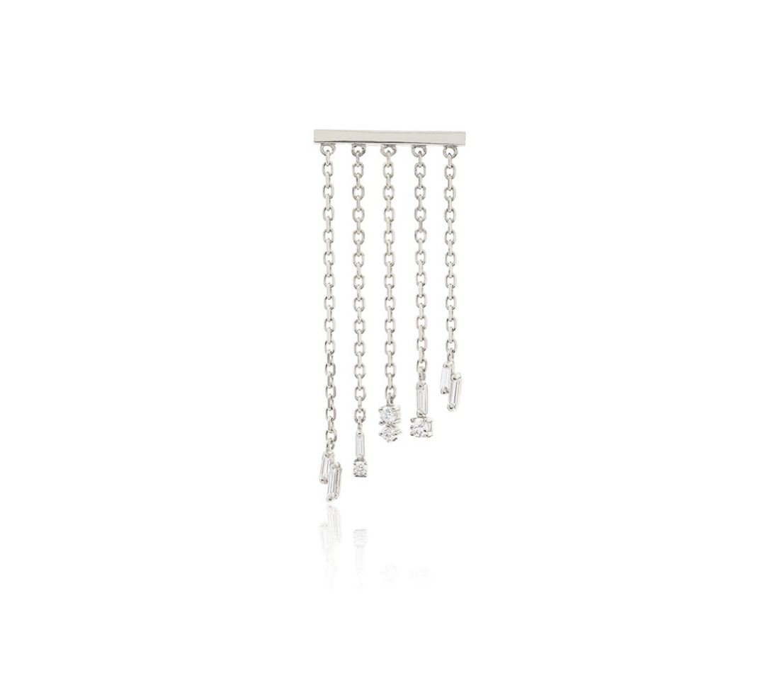 Cascade white gold crystal chandelier stud climber - Helix & Conch