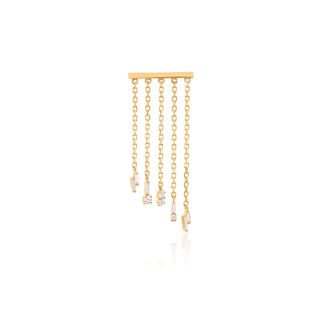 Cascade yellow gold crystal chandelier stud climber - Helix & Conch