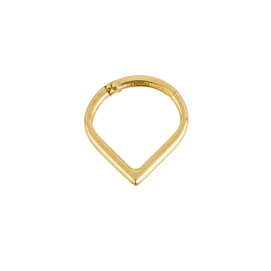 Trigon 14k solid yellow gold wedge shaped hinged single segment earring
