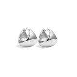Vela white gold plated chunky wedge hoop earring