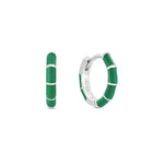 Verde Green Enamel Huggie Hoop, silver, hand-painted enamel earring for healed piercings