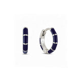 PRE-ORDER Vesper Navy Enamel Huggie Hoop - Silver