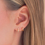 Anelli 9k medium solid yellow gold double band hinged segment earring