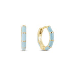 pale blue and gold enamel huggie hoop earring