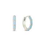 Caela Blue Enamel Huggie Hoop, silver, blue enamel huggie earring for healed piercings