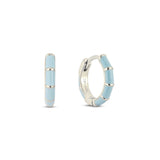 Caela Blue Enamel Huggie Hoop, silver, blue enamel huggie earring for healed piercings