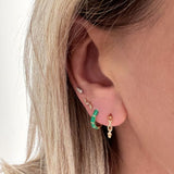 Verde Green Enamel Huggie Hoop - Gold