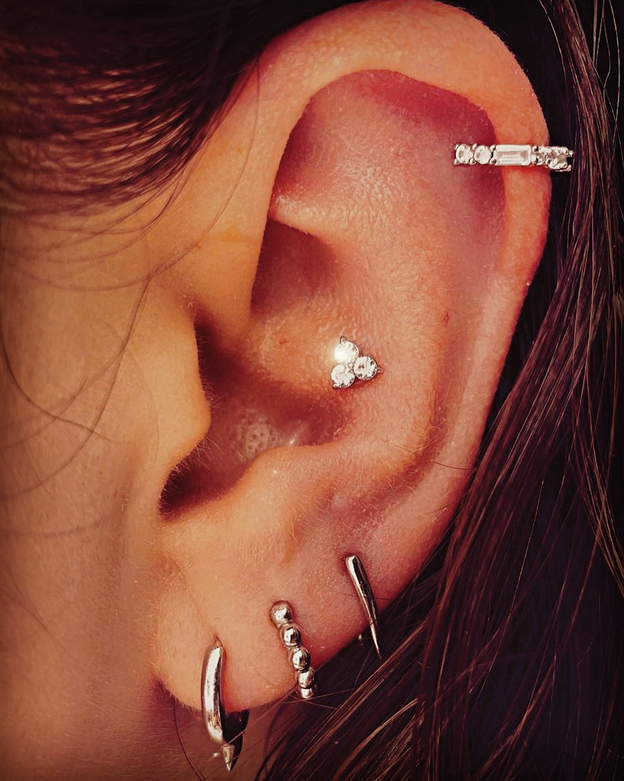 14K Real Solid Gold Diamond Hoop Earring Cartilage Daith Helix Piercing  Jewelry | eBay