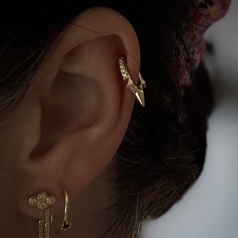 Picchi gold spike huggie hoop earring
