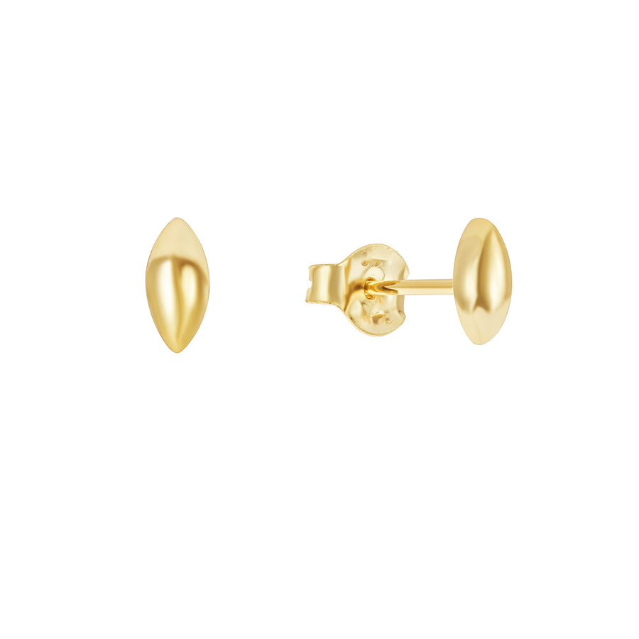 Quora yellow gold oval shaped single stud earring