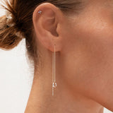 Hilo white gold plated single threader earring