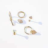 Rizo medium 9k solid yellow gold pavé eternity single hinged earring - Helix & Conch