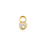 Solitaire 9k solid yellow single stone charm for hinged segment earring