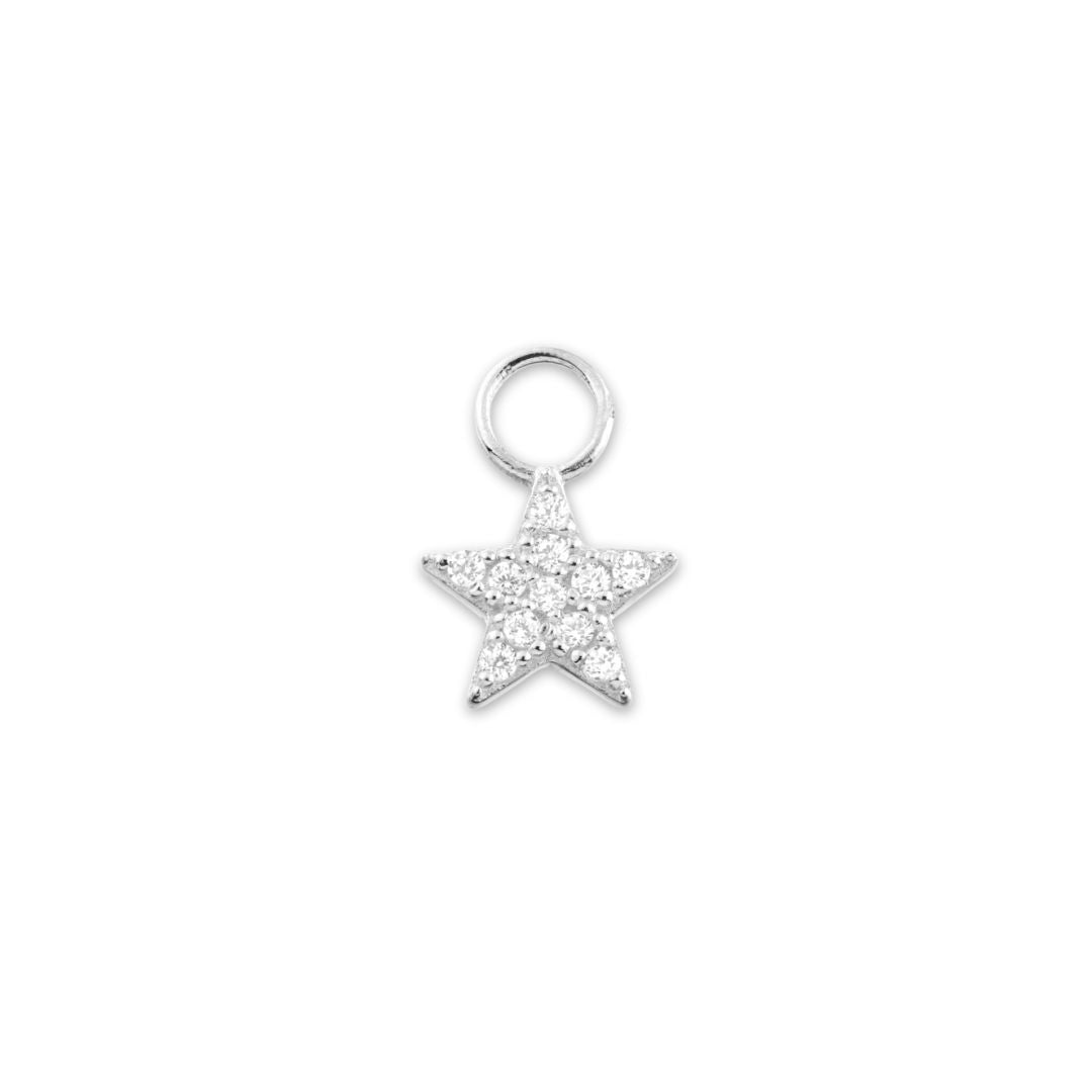 Tala 9k solid white gold jewelled star charm for hinge rings - Helix & Conch