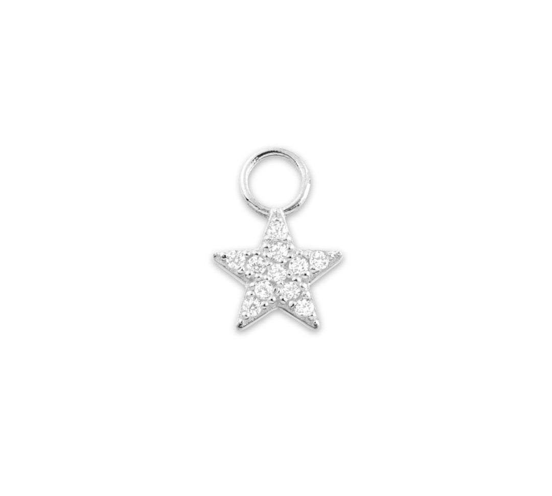 Tala 9k solid white gold jewelled star charm for hinge rings - Helix & Conch