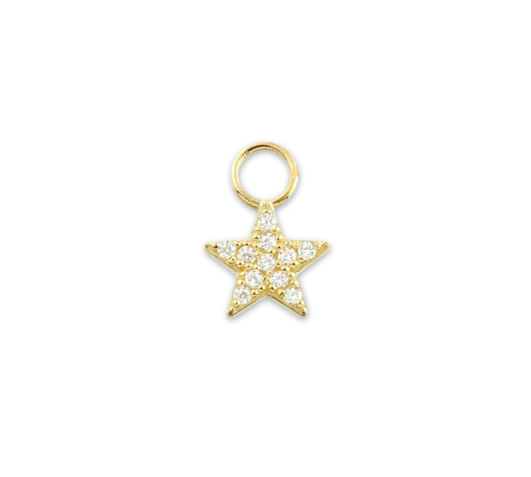 Tala 9k solid yellow gold jewelled star charm for hinge rings - Helix & Conch