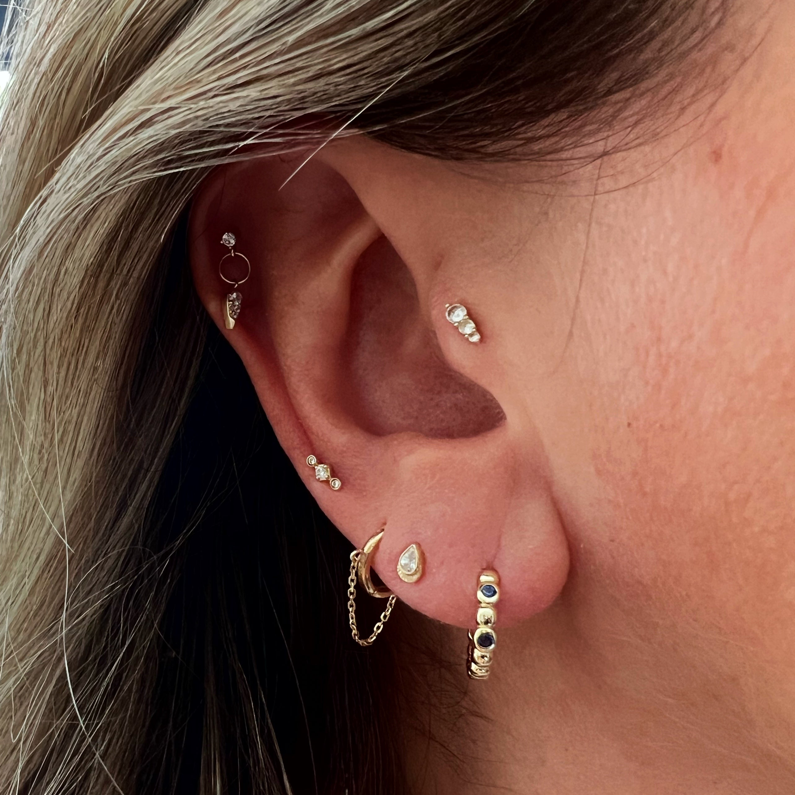 yellow gold earring stack