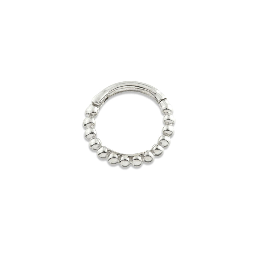 Perles 9k solid white gold bubble hinged single segment earring