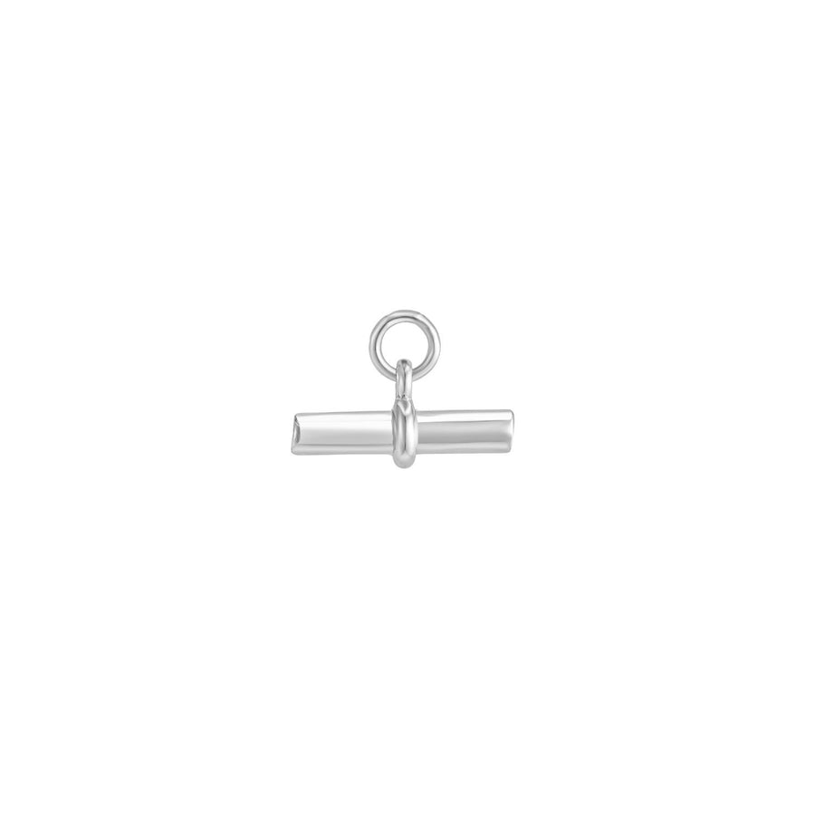Kleio single white gold plated scroll charm