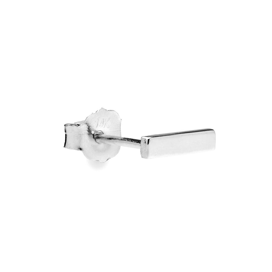 Barette 10k solid white gold small bar stud single earring