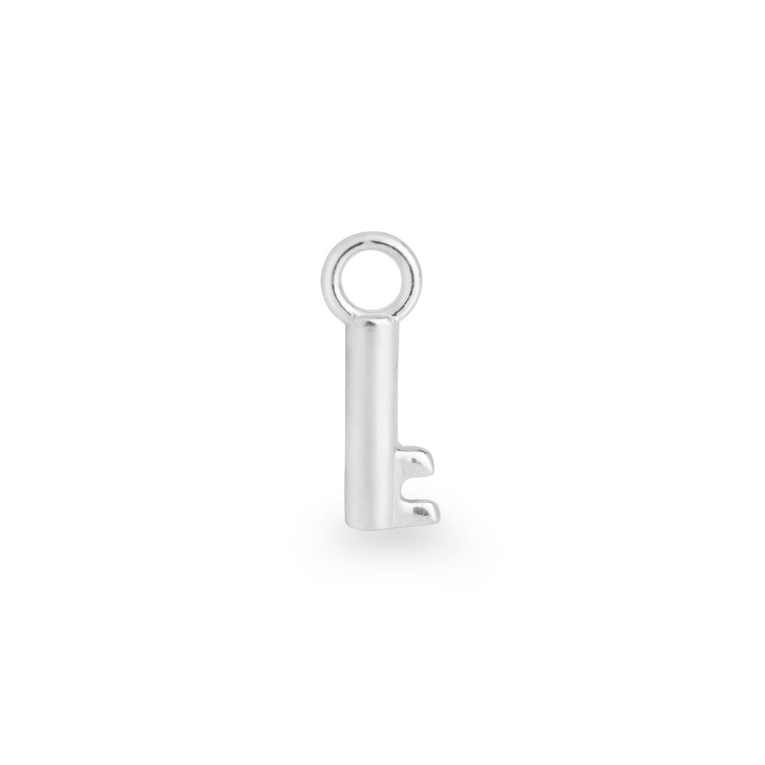 Clef single 9k solid white gold key charm - Helix & Conch