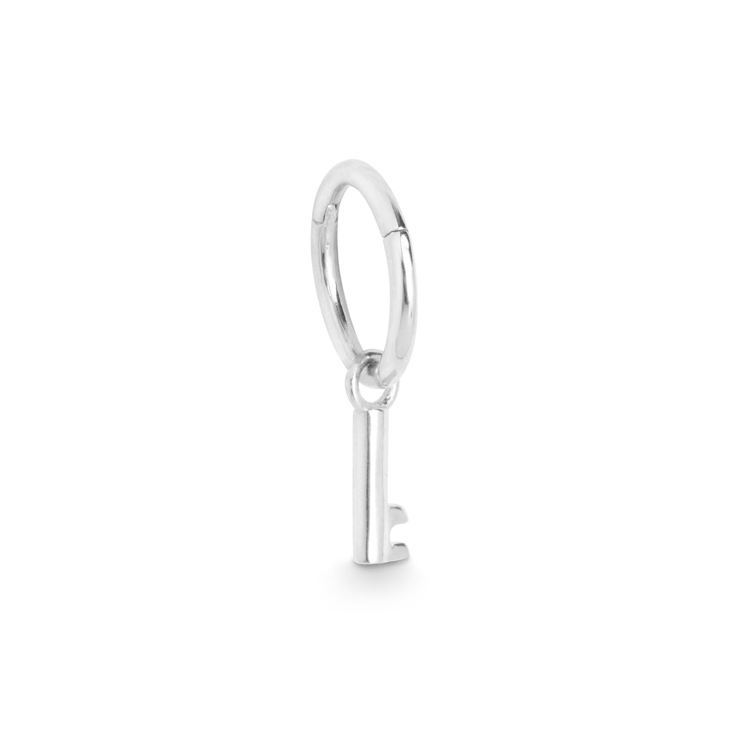 Clef single 9k solid white gold key charm - Helix & Conch